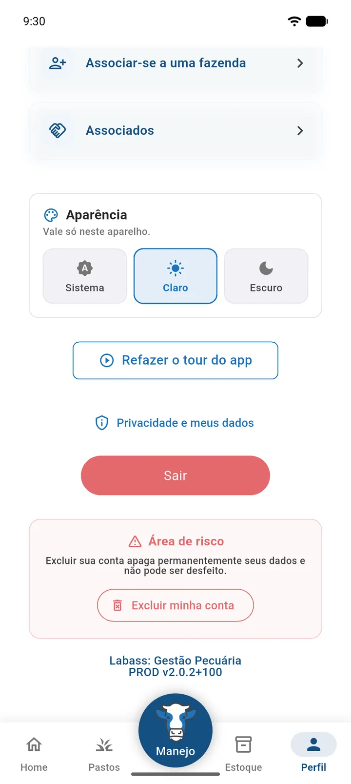 Tela Perfil de um produtor, do cabeçalho com foto até o botão Sair (parte 3)